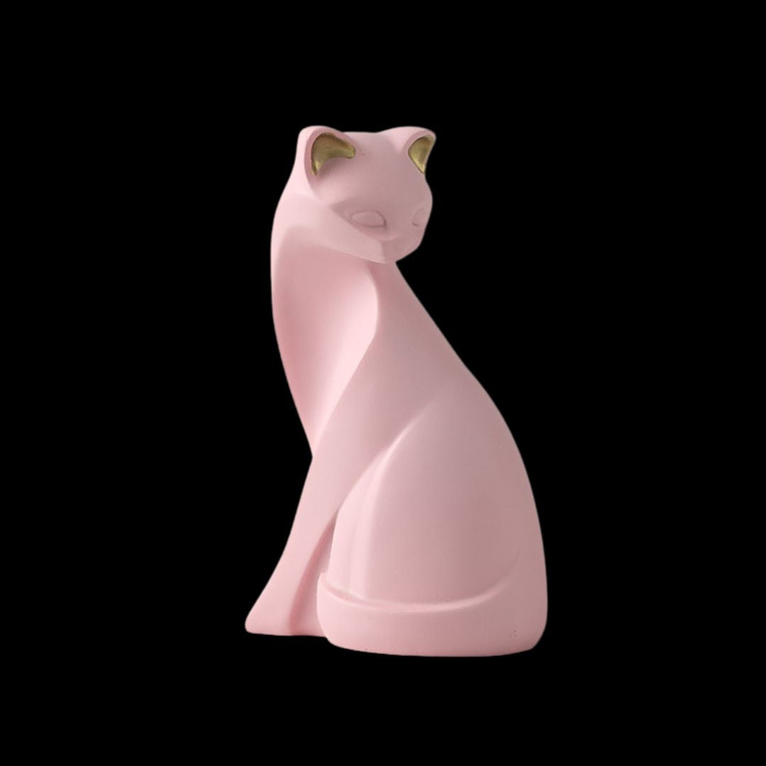 Rosa kattfigur i gjutharts – kattinspirerad inredning