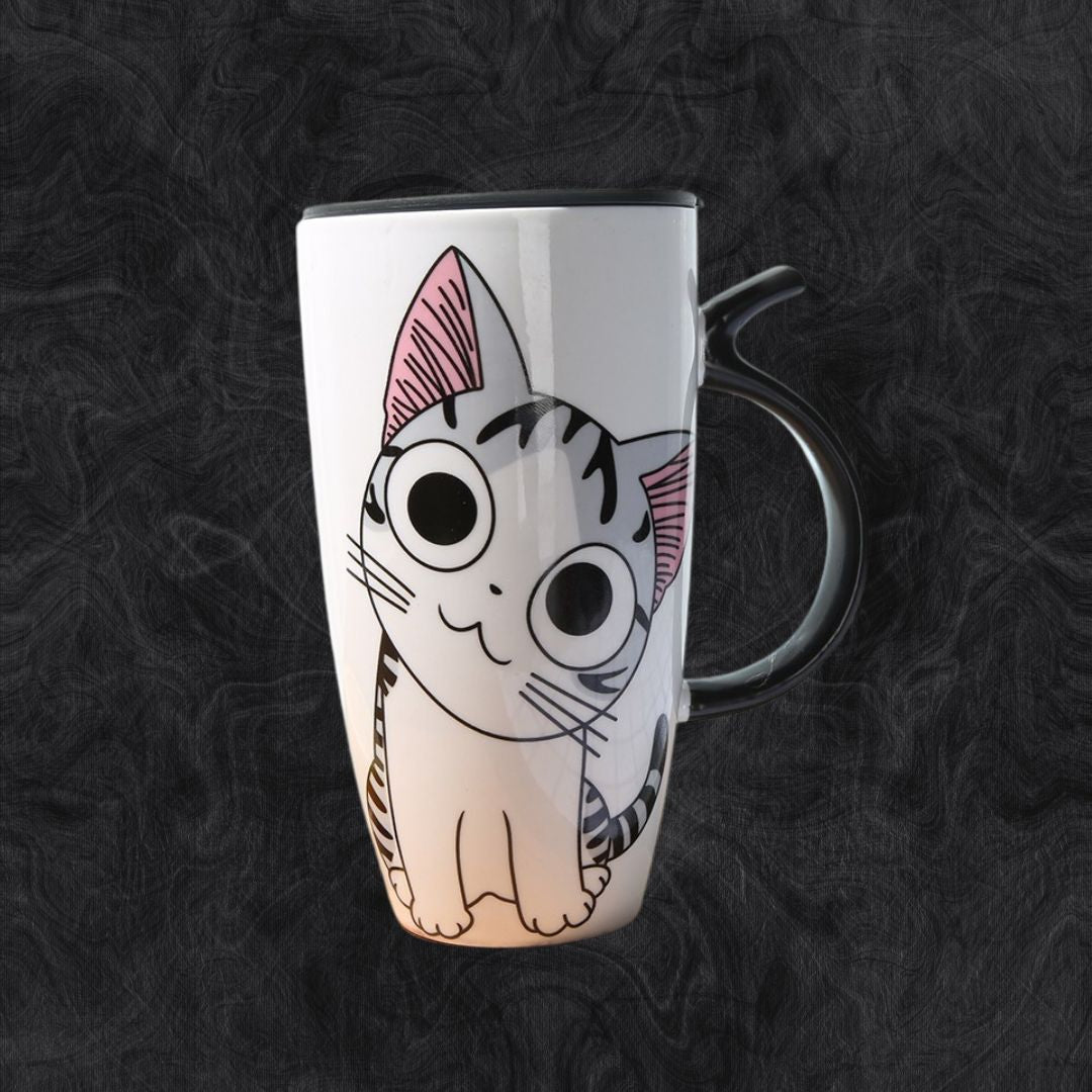 Mugg i keramik 600 ml – Stor mugg med kattmotiv