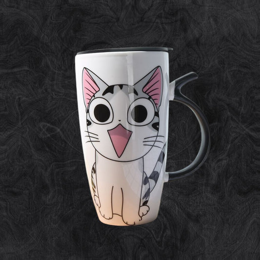 Mugg i keramik 600 ml – Stor mugg med kattmotiv