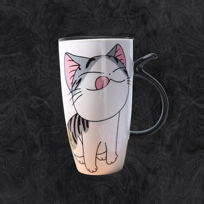 Mugg i keramik 600 ml – Stor mugg med kattmotiv