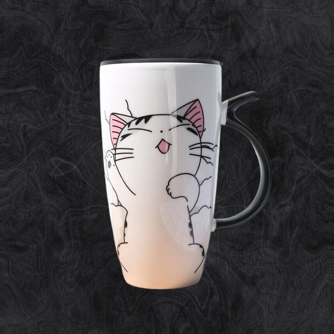 Mugg i keramik 600 ml – Stor mugg med kattmotiv