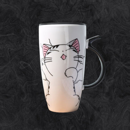 Mugg i keramik 600 ml – Stor mugg med kattmotiv
